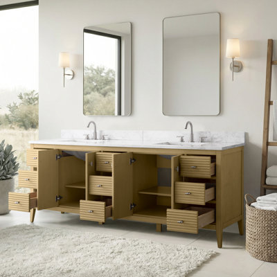 Meuble-lavabo autoportant 84 po avec plateau en marbre 84 po