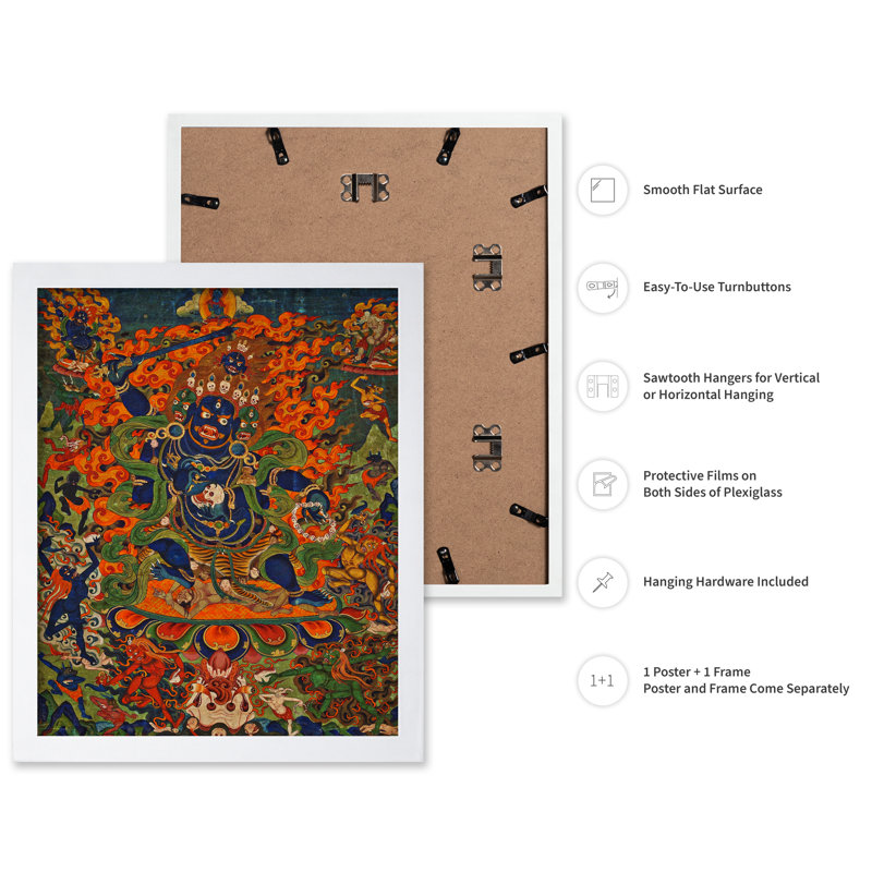 Mahakala à quatre visages, Affiche, Encadrement blanc, H 08 po x l 10 po
