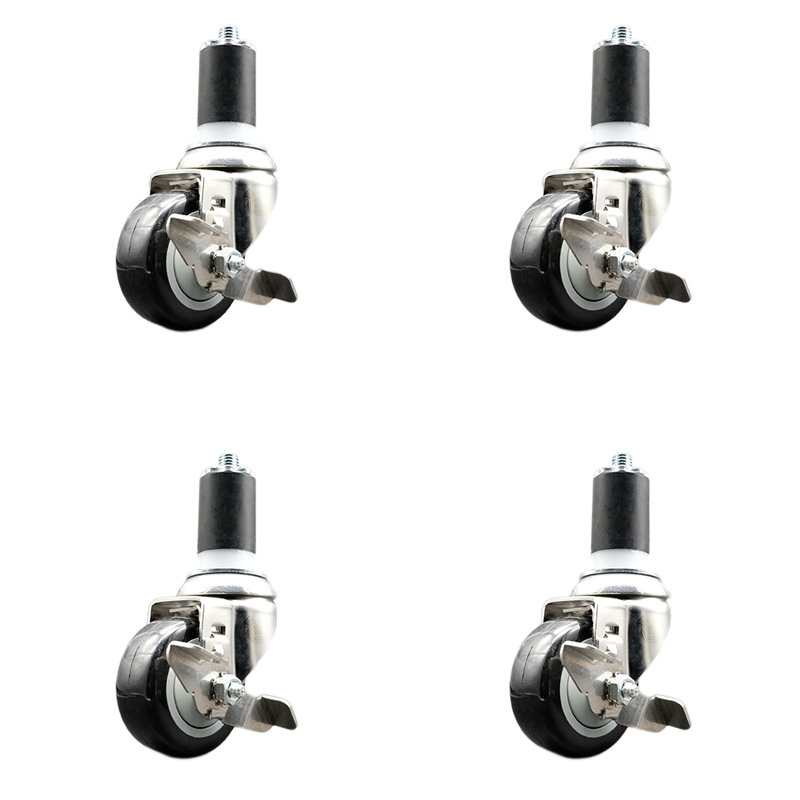 Roulettes pivotantes en poly, Noir