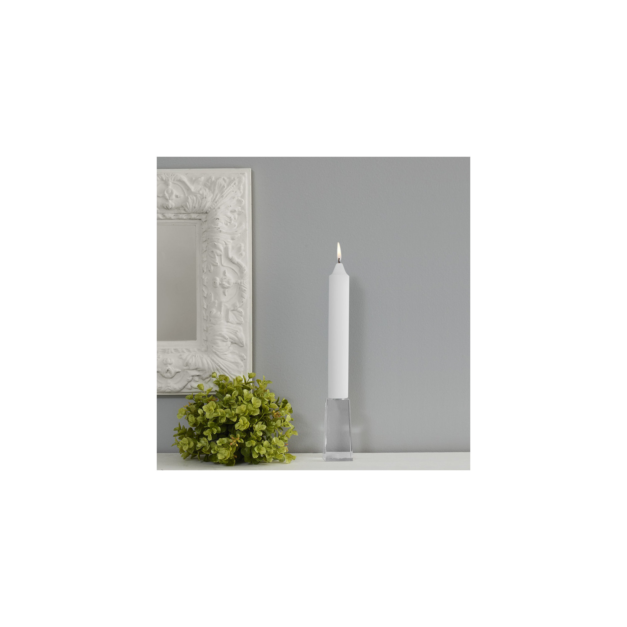 Smooth Collenette Unscented Taper Candle, White, 9" H x 1.25" W x 1.25" D