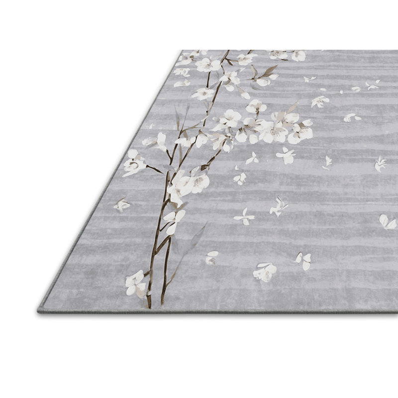 Tapis bleu soyeux et moelleux, Rond 8 pi
