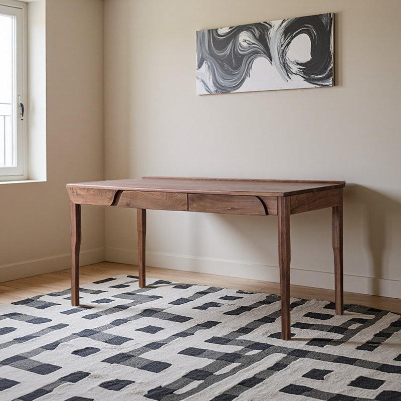 Bureau en bois massif de style moderne, 29.53” H x 62.99” W x 27.56” D