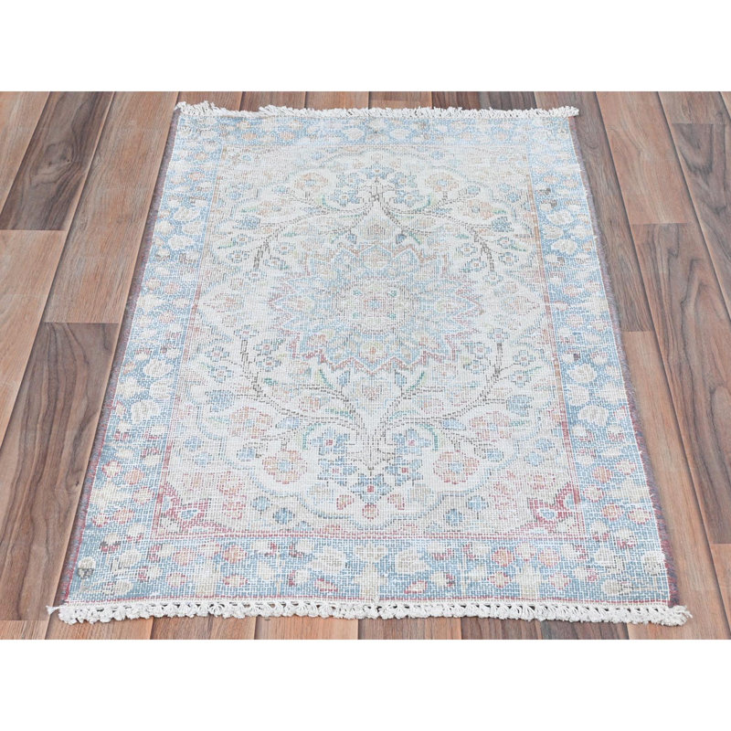 Rozina One-of-a-Kind 2' X 2'9" 1960s Area Rug in Light Gray