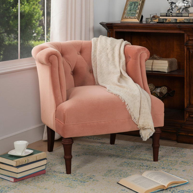 Fauteuil Chesterfield de 30,5 po Assiya, Orange pêche