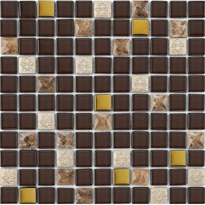 Diamond 1" x 1" Glass/Stone Grid Mosaic Wall & Floor Tile