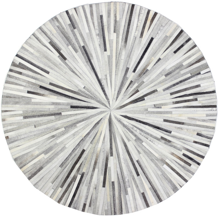 Zehner Cowhide Geometric Area Rug in Gray