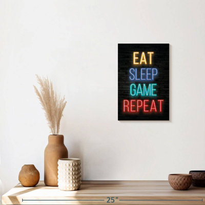 Neon Eat Sleep Game Répétition sur toile