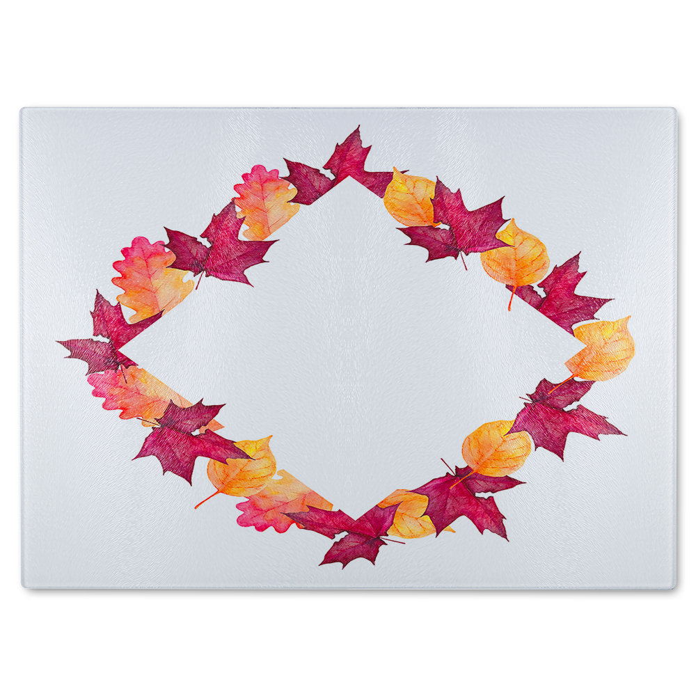 Diamond Autumn Reath Glass Chopping Board