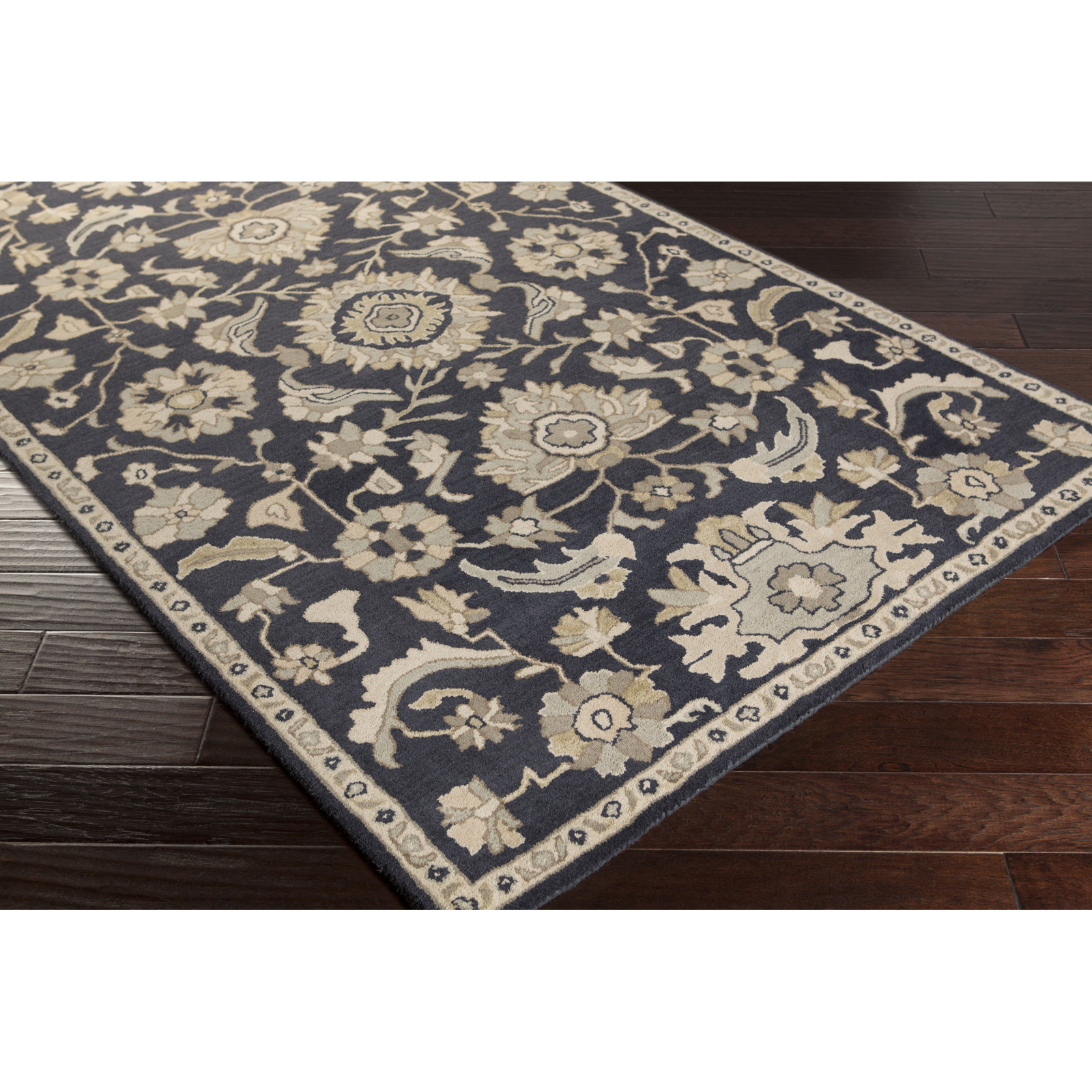 Arden Handmade Wool Pale Blue, Beige, Olive, Charcoal, Tan Rug, Rectangle 4' x 6'