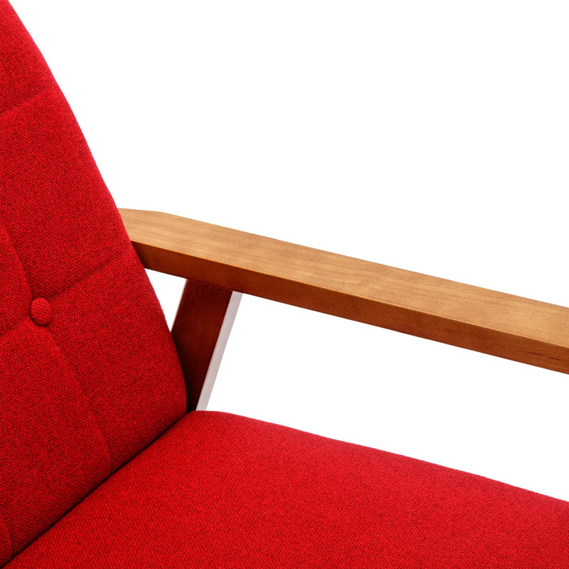 Chaise d'appoint Mid-Century, Lin rouge