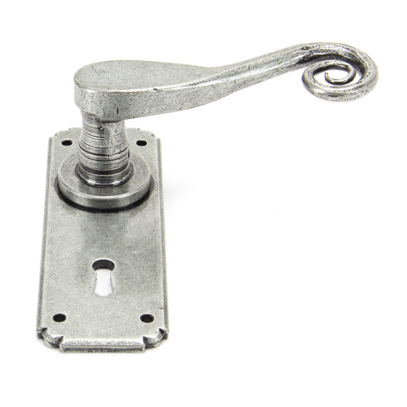 Monkeytail Lock Door Handle, Pewter Patina