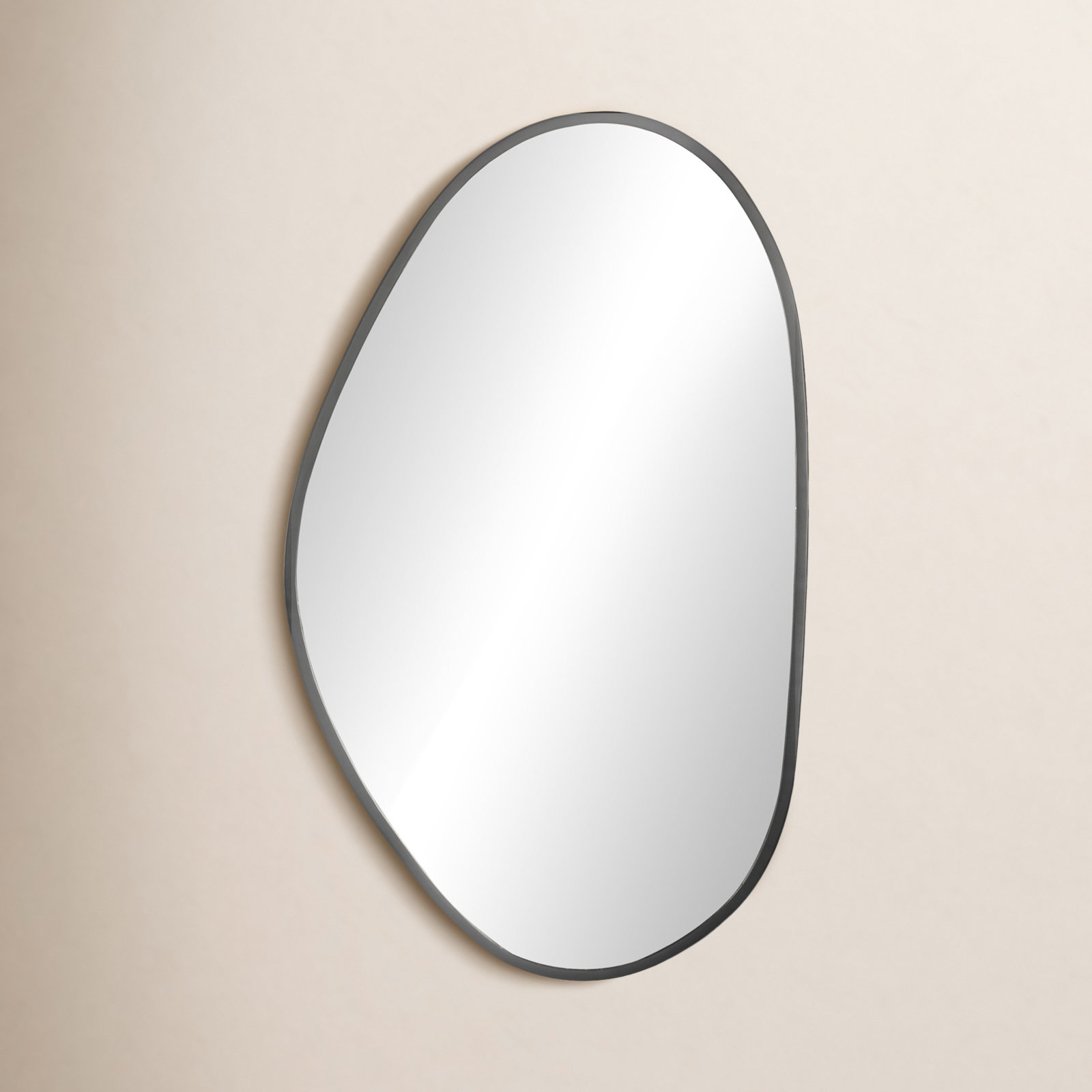Nils Metal Flat Wall Mirror, Matte Black