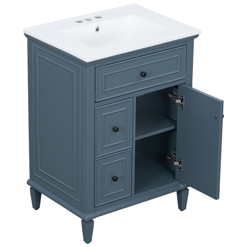 Meuble-lavabo et lavabo de qualité supérieure de 24 po de conception moderne avec rangement