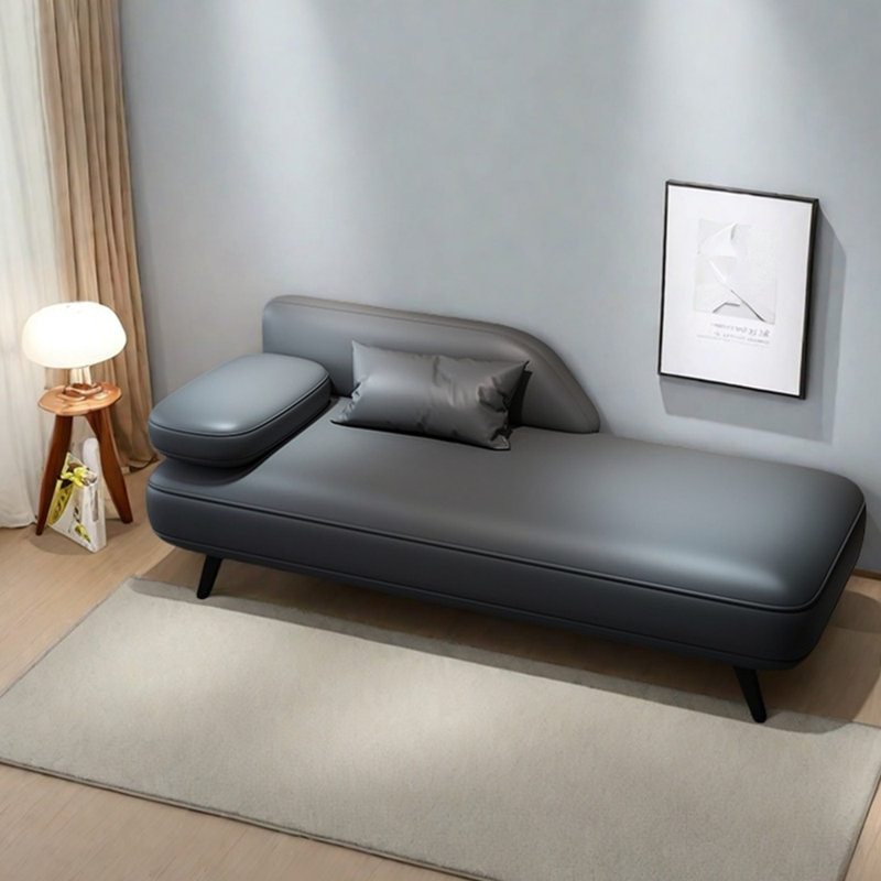 Chaise longue élégante et simple en similicuir, Orienté à gauche (vu de face), Gris