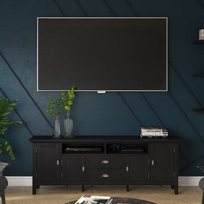 Redmond 72"W Solid Wood Transitional TV Stand for TVs up to 80" with 2 Cabinets, 2 Drawers, and Open Shelves