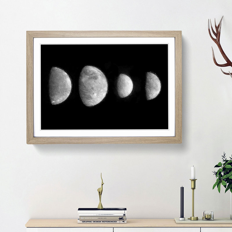 Moons of Jupiter - Picture Frame Painting Print, 36cm H x 48cm W x 2cm D, Oak Framed