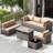 Yasmina 8-Pieces All-Weather Wicker Outdoor Conversation Sets With 55,000 BTU Fire Pit Table And Cushions-175164811