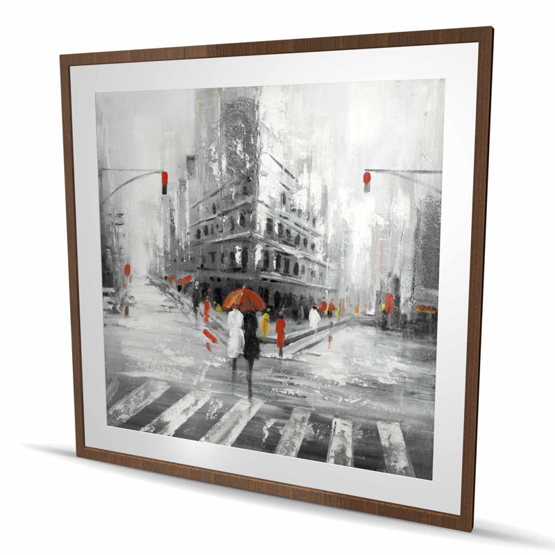 Greyish Flatiron Building Print | Red Bedroom Decor Frame