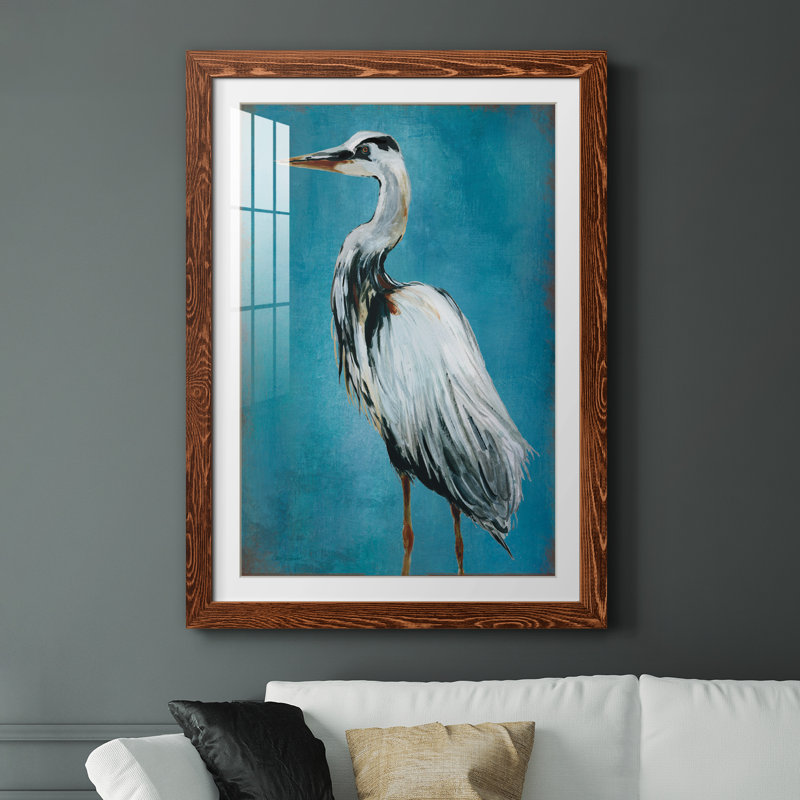 Great Blue Heron II - peinture encadrée, H 31 po x l 44 po x P 1 po, Cadre en érable