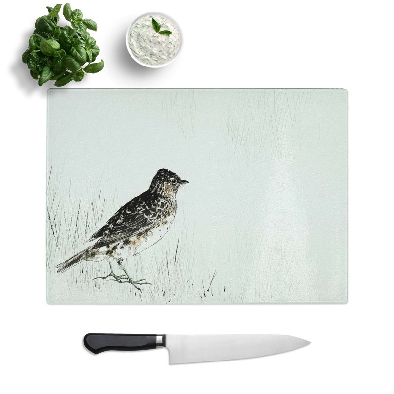 Tempered Glass Skylark by Watanabe Seitei Chopping Board, 28.5 cm W x 20 cm L
