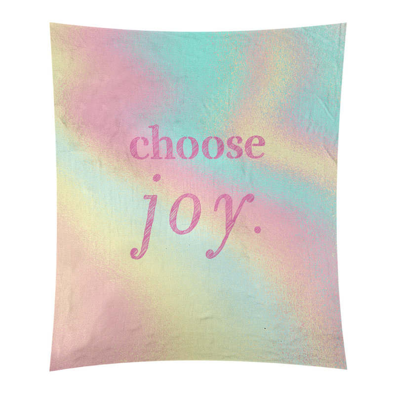 Tapisserie de polyester, choisir la joie citation, H 80 po x l 68 po, Arc-en-ciel pastel
