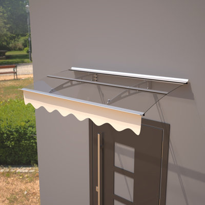 59"x34" Door Window Awning Canopy - Polycarbonate & Aluminum Snow Wind Resistance Protected Modern Style 59x34 Roof Brackets Heat Upf80+ Protection Garden Use