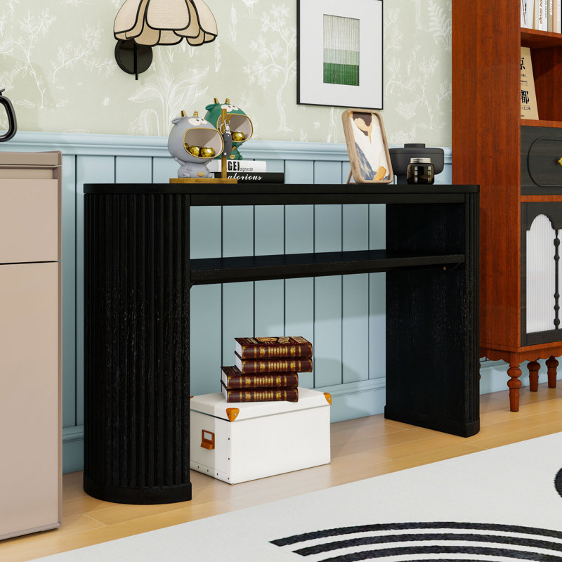 Farmhouse Console Table with Open Shelf, Black