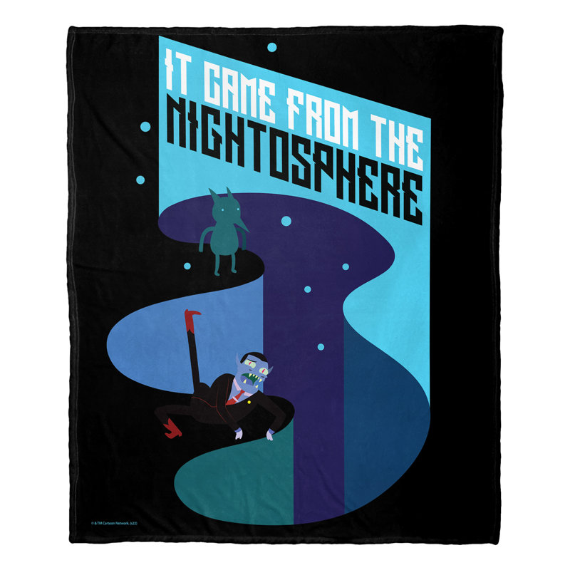 Adventure Time Black and Blue Polyester Throw Blanket