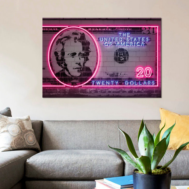 «20 Dollars», impression sur toile, H 8 po x l 12 po x P 0,75 po, Toile tendue, Pas de tapis