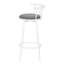 Ensemble de 2 tabourets pivotants Kea, dossier bas blanc incurvé, assise en coton gris