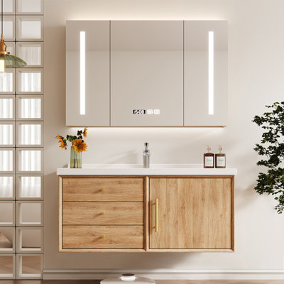 Japanese style log simple bathroom cabinet
