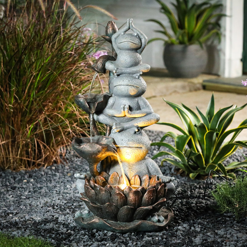 Comanche Hand Crafted Weather Resistant Sculptural Fountain with Light