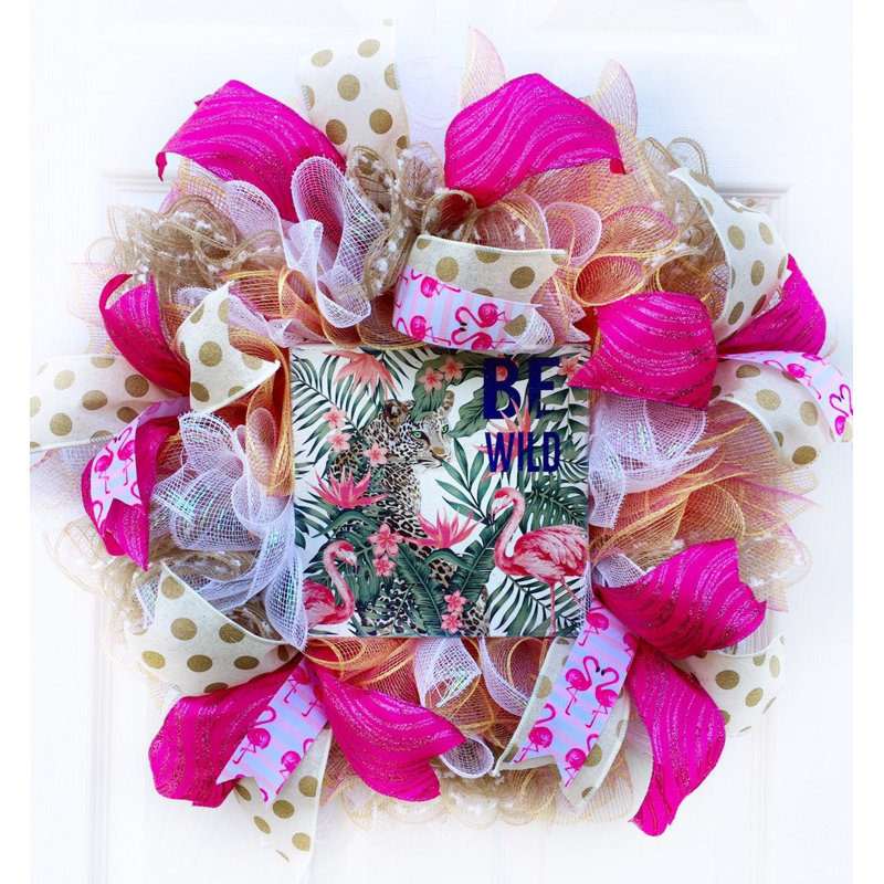 Couronne décorative en maille 18 po Flamingo