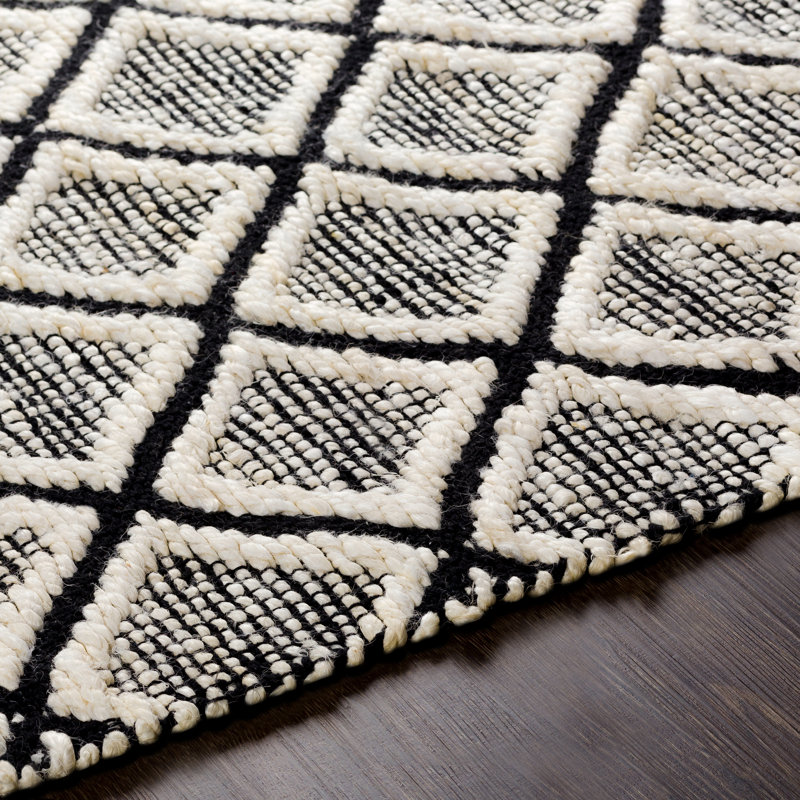 Colin Geometric Handwoven Wool Cream Area Rug, Rectangle 6' x 9'