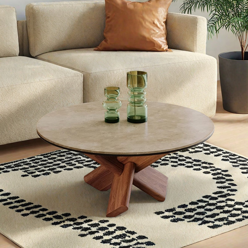 Table basse rétro et minimaliste, H 15,35 po x L 31,49 po x l 31,49 po