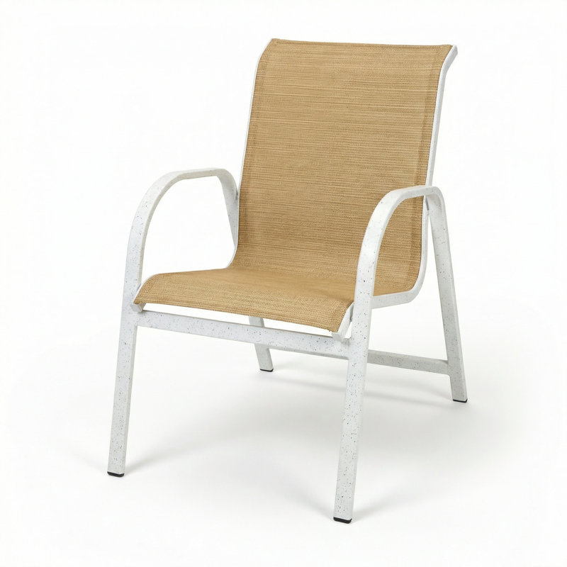 Windward Outdoor Ocean Breeze Arm Chair, Destiny Sand II Sling/River White