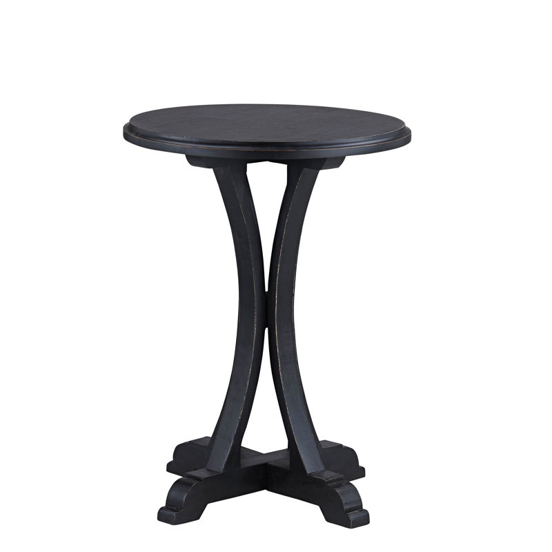Zach Fir Wood End Table, Distressed Black