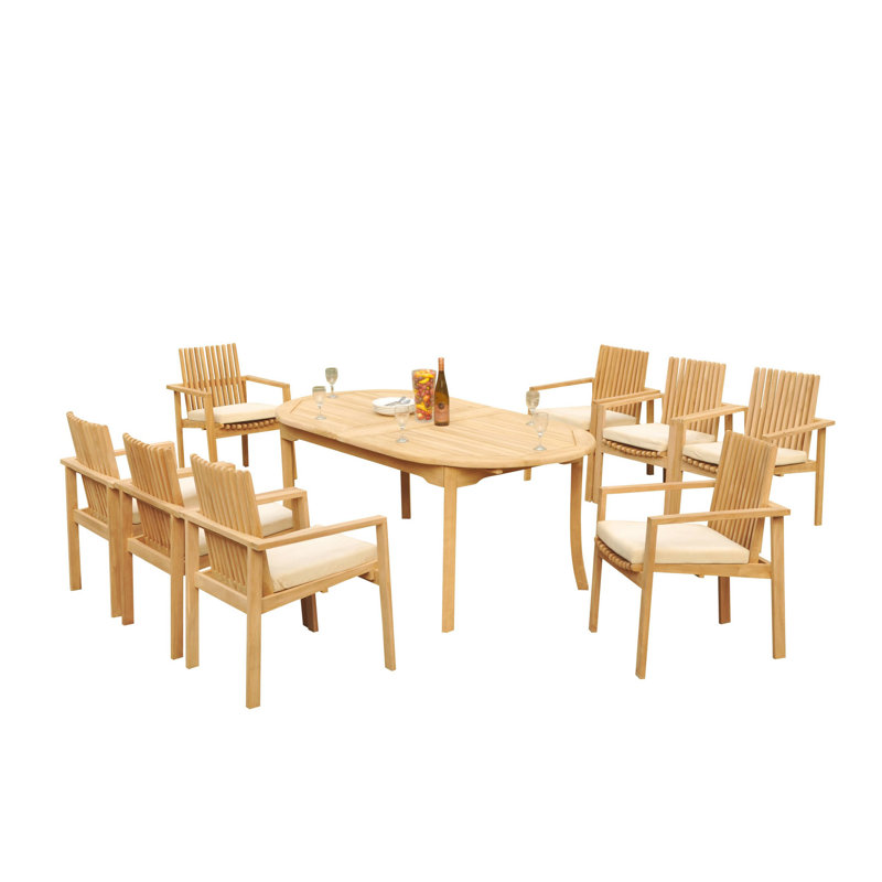 6 - Person Teak Wood Patio Dining Set with