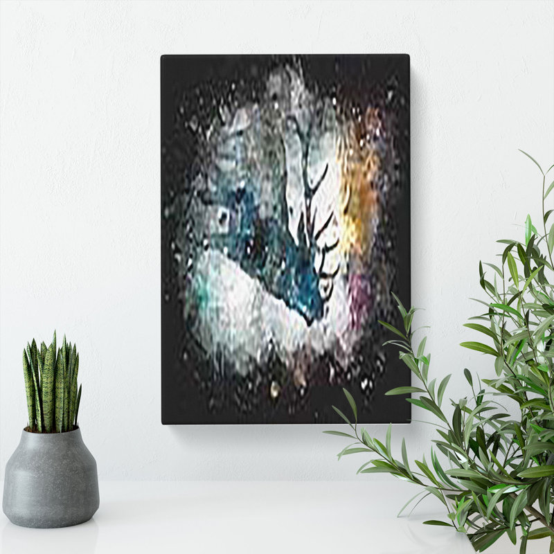A Deer Stag Silhouette - Wrapped Canvas Print, 50cm H x 35cm W x 3cm D