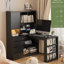Bureau en L avec chargeur, bureau d'ordinateur avec tiroirs, bibliothèque, avec éclairage à DEL, bureau d'angle moderne, bureau à domicile, bureau d'écriture en L, bureau d'ordinateur de coin avec rangement