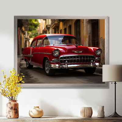 Havana Red Car - Cuba Landscape Wall Art
