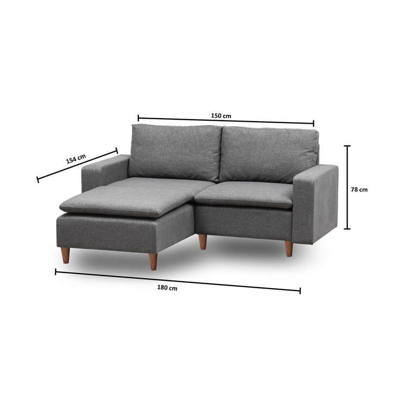 Canapé d'angle Echevarria, Polyester 100 % gris foncé