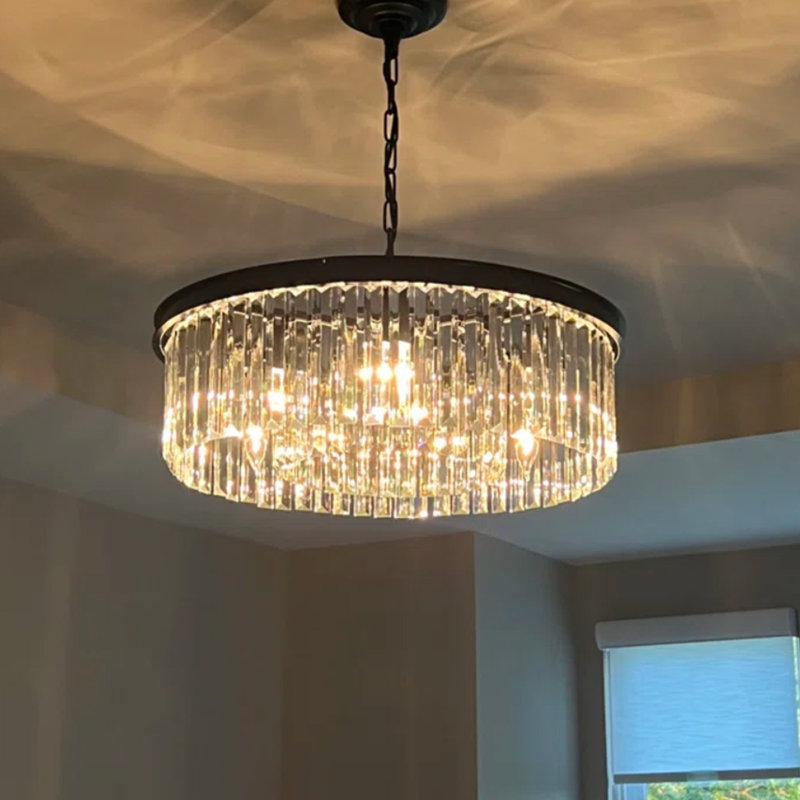 Stalnaker 6 - Light Dimmable Drum Chandelier, Black