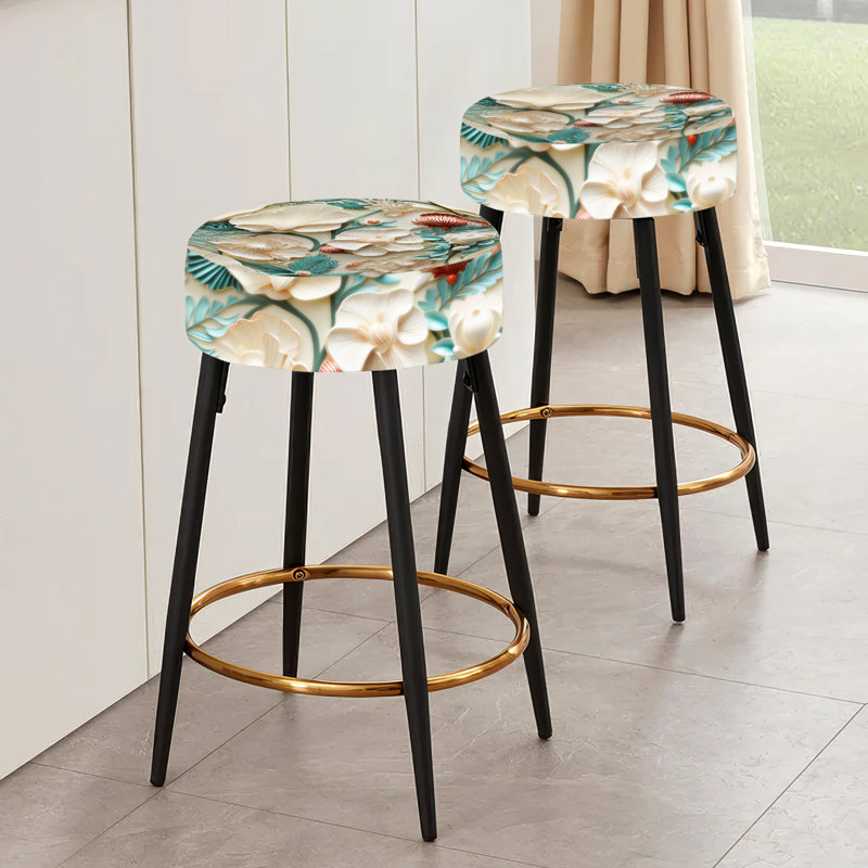 Ensemble de 2 tabourets de bar blancs et verts Coastal Escape