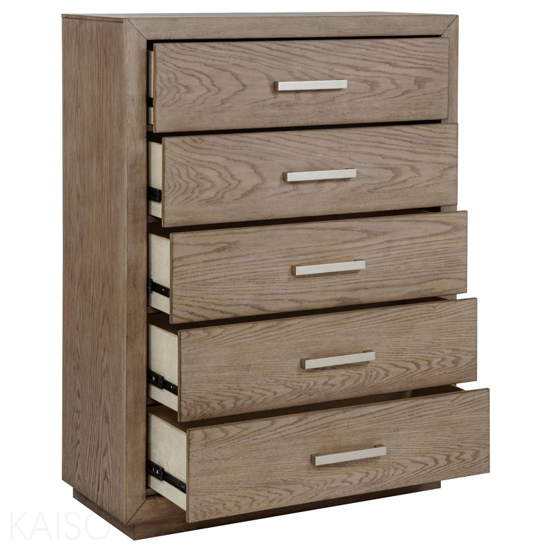 Commode de chambre brune à 5 tiroirs