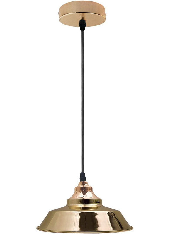 1 - Light Satin Nickel Cone Pendant, French Gold