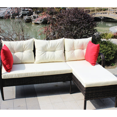 2 patios d'extérieur avec plus de coussins modulaires beige (2 pièces) invitant