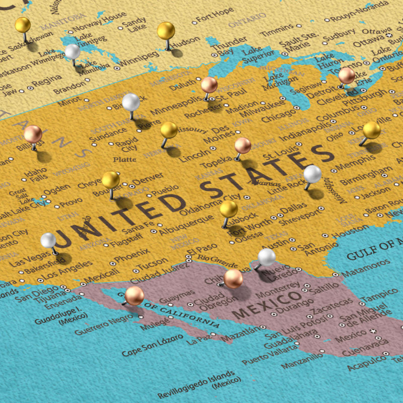 Our Travels Push Pin World Milstead I, H 26 po x l 39 po
