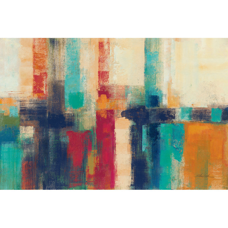 «Bright Aqua Horizon Crop» par Silvia Vassileva, reproduction d'art sur toile sans cadre, H 8 po x l 12 po