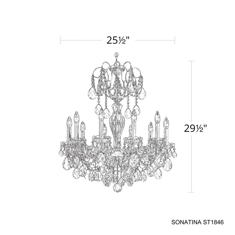 Sonatina 10 Light 25.5in x 29.5in Chandelier in French Gold with Clear Heritage Handcut Crystals, Heirloom Gold